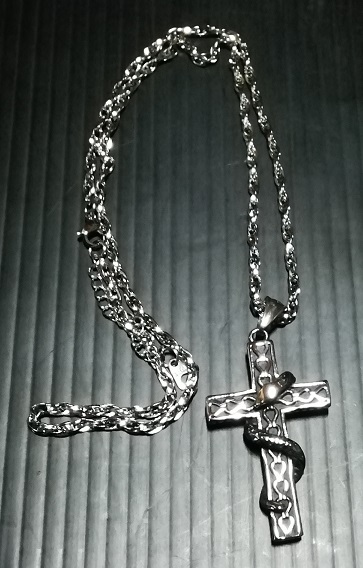 AXLUCE ネックレス-メンズ-ヘビ-蛇 十字架（本体とチェーン）