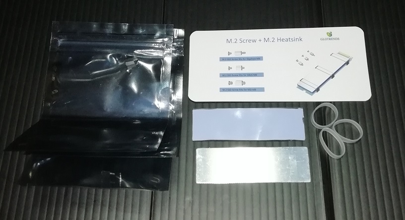 GLOTRENDS M.2 SSD取り付けネジキットおよびM.2ヒートシンク（本体と添付品）