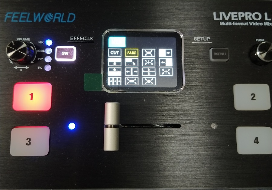 Feelworld LIVEPRO L1 ライブ放送ビデオスイッチャー （フェードインアウト設定画面）