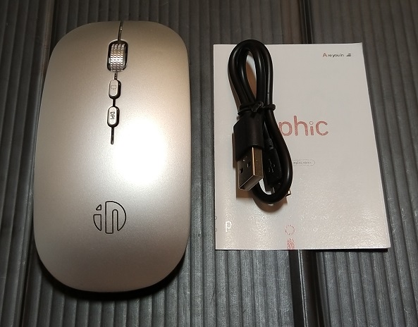 INPHIC 2.4GHz無線マウス 静音 軽量 USB充電式 光学式 高感度 3DPIモード（本体と添付品）