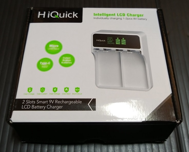 HiQuick ニッケル水素6P形9V電池280mAh 2スロット充電器（箱）