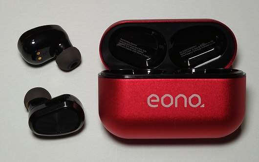 Eono(イオーノ) Bluetoothイヤホン IPX7防水仕様 USB-C急速充電対応(赤)（本体と充電器）
