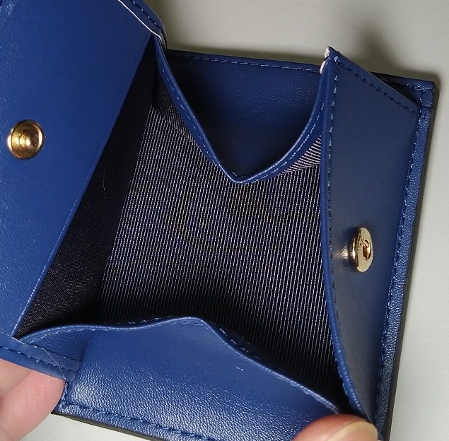 GRAV ミニ財布 二つ折り グラデーション レザー本革 (ブルー)（小銭入れ部分）