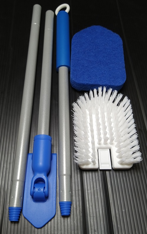apobob 2in1浴室掃除用ブラシ 2種類の替えブラシ 3段長さ調節可能（本体）