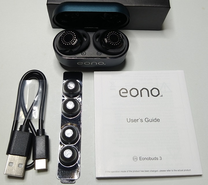 Eono(イオーノ) Bluetoothイヤホン Eonobuds3（箱本体と添付品）