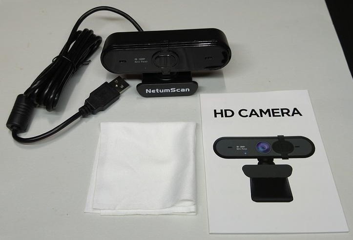 AutoFocus 1080P Webカメラ、プライバシーカバー付き、NetumScan HD USB（本体と添付品）