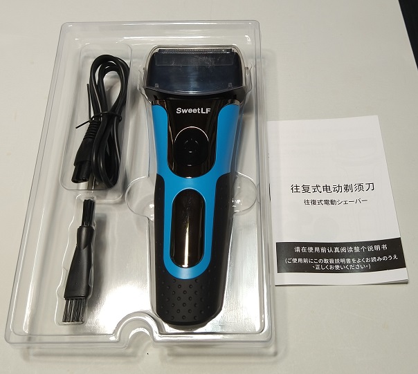 SweetLF 電気シェーバー USB充電式 IPX7防水 電池残量表示トリマー付き (Blue)（本体と添付品）