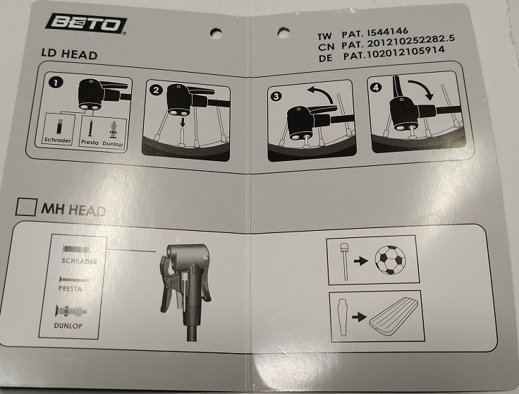 BETO 自転車用空気入れ（CMP-157SGB-H1）説明書