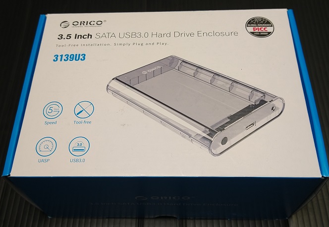 ORICO 3.5インチ HDD USB3.0ドライブケース（箱）