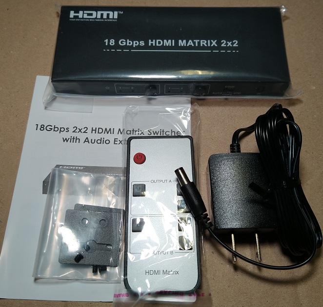 BUNGPUNG 4K@60Hz HDMI マトリックス 切替器 2入力2出力