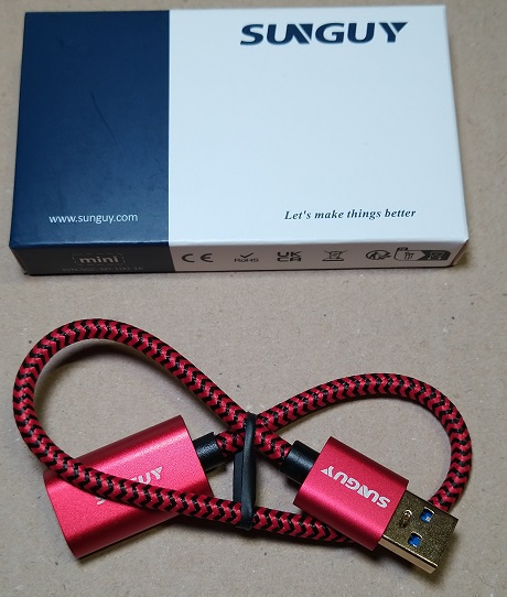 SUNGUY USB 3.0 延長ケーブル 0.3M 金メッキコネクタ 5Gbps Aオス-Aメス ナイロン編み レッド