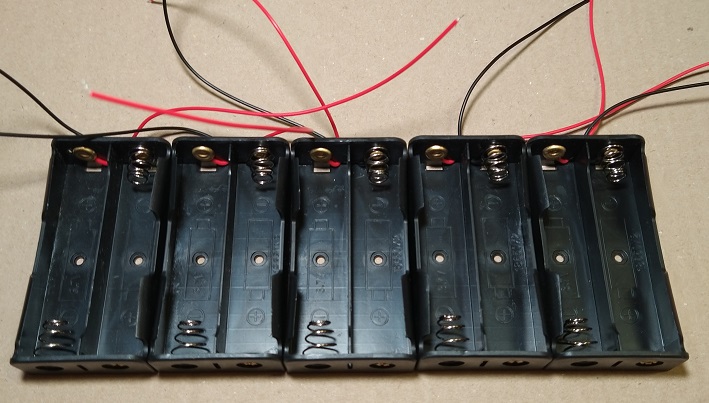 JUTOSU 5個入り 18650 2本 バッテリーホルダー 電池ボックス リードハーネス付き