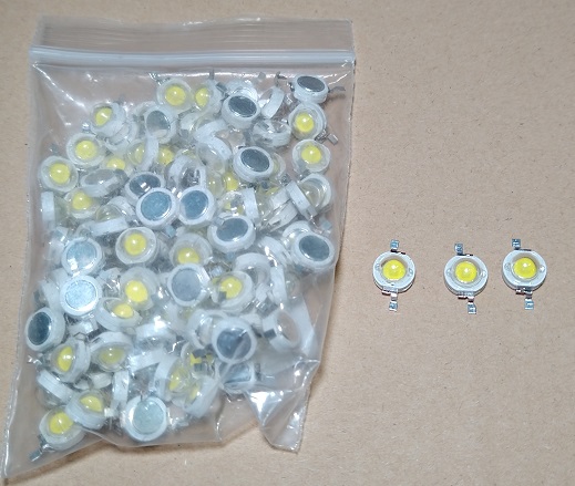 Zerodis 100個入り LEDビーズ ランプ LEDチップ 3W LED電球 丸型(ホワイト)