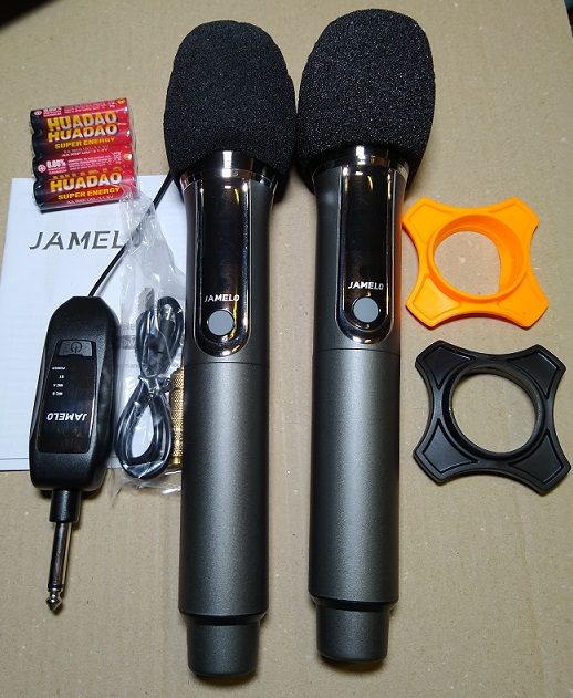 JAMELO ワイヤレスマイク カラオケマイク ダイナミックマイク Bluetooth機能搭載 2本セット