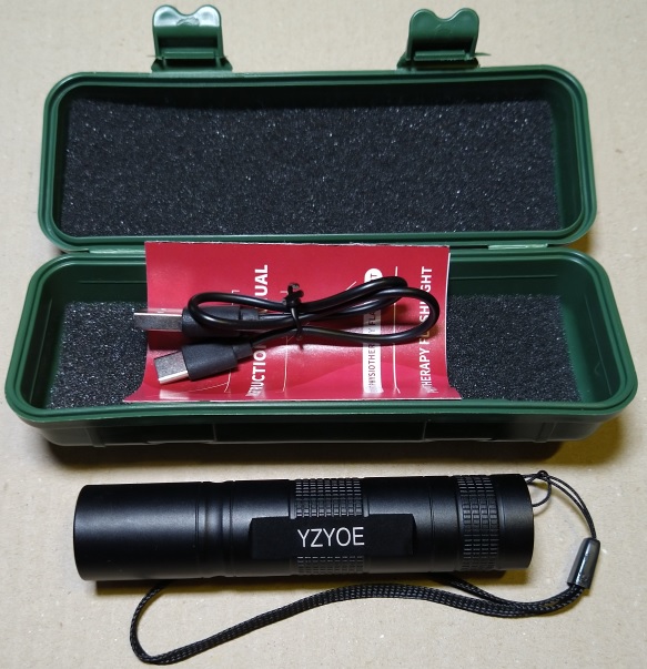 YZYOE 赤外線充電懐中電灯 赤光−3波長 630 nm